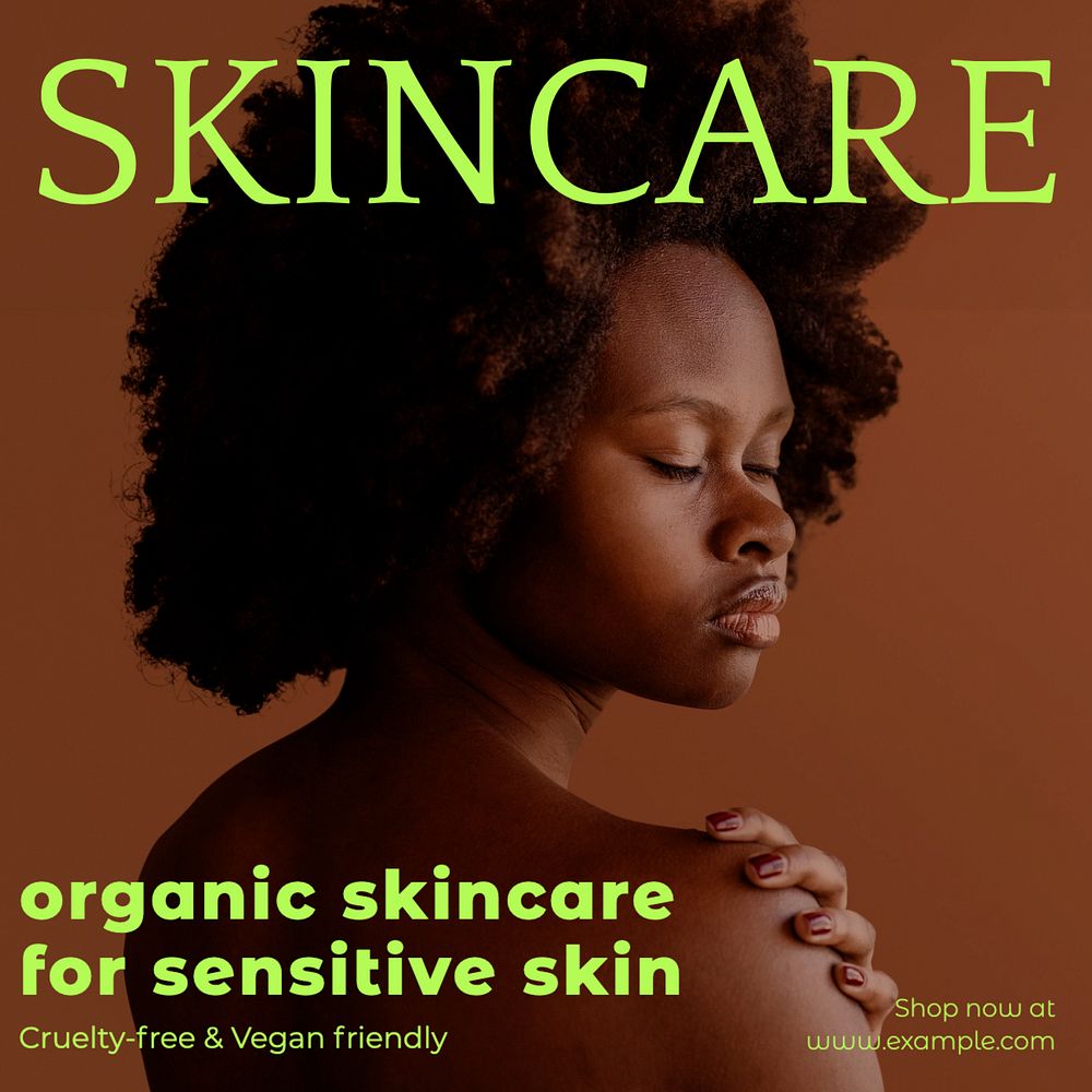 Organic skincare Instagram post template, editable text