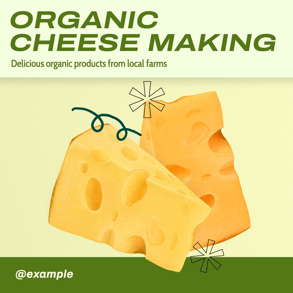 Cheese making Instagram post template, editable text