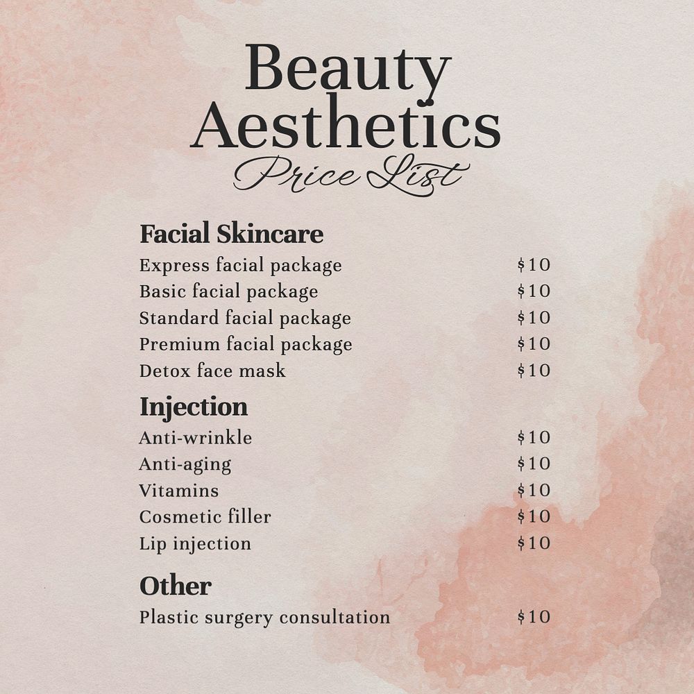 Beauty aesthetics Instagram post template, editable text