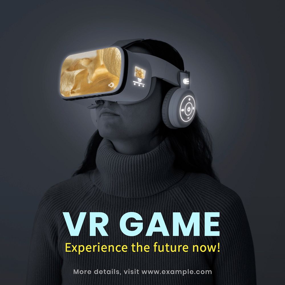 VR game Instagram post template, editable text