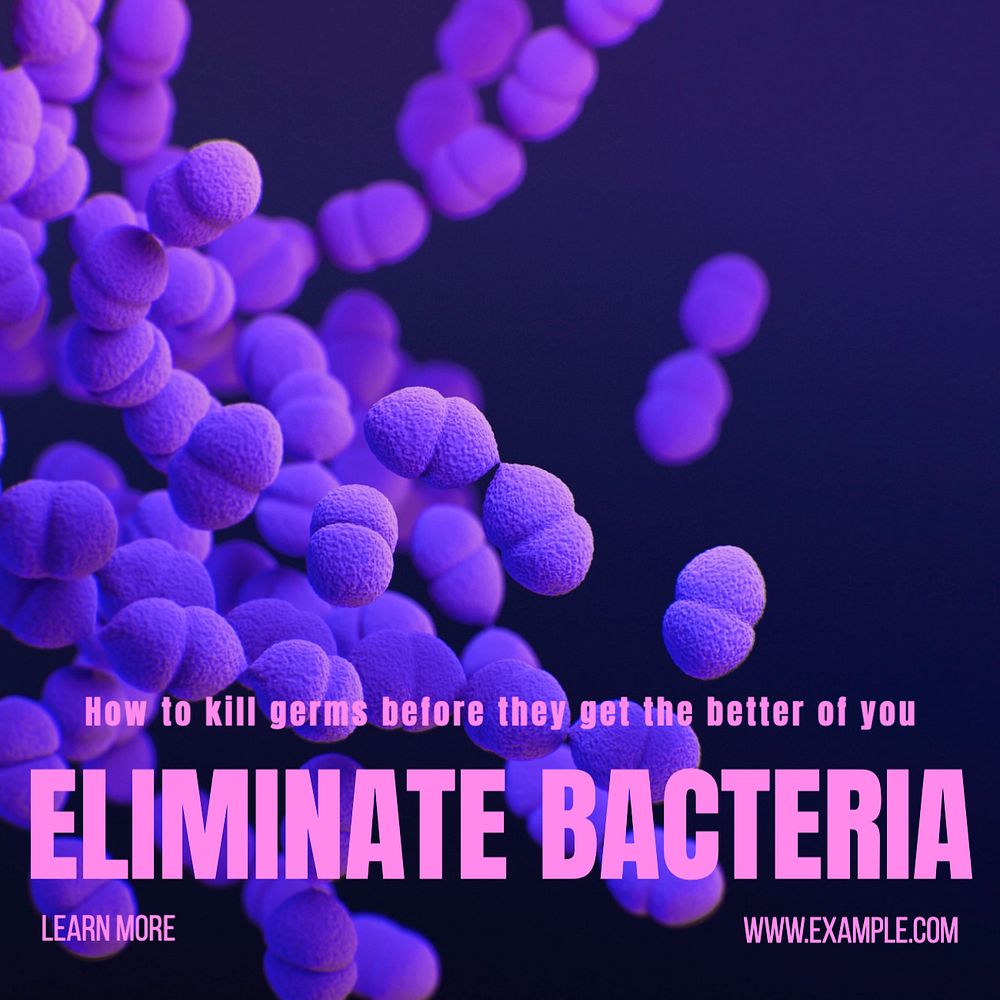 Eliminate bacteria Instagram post template, editable text