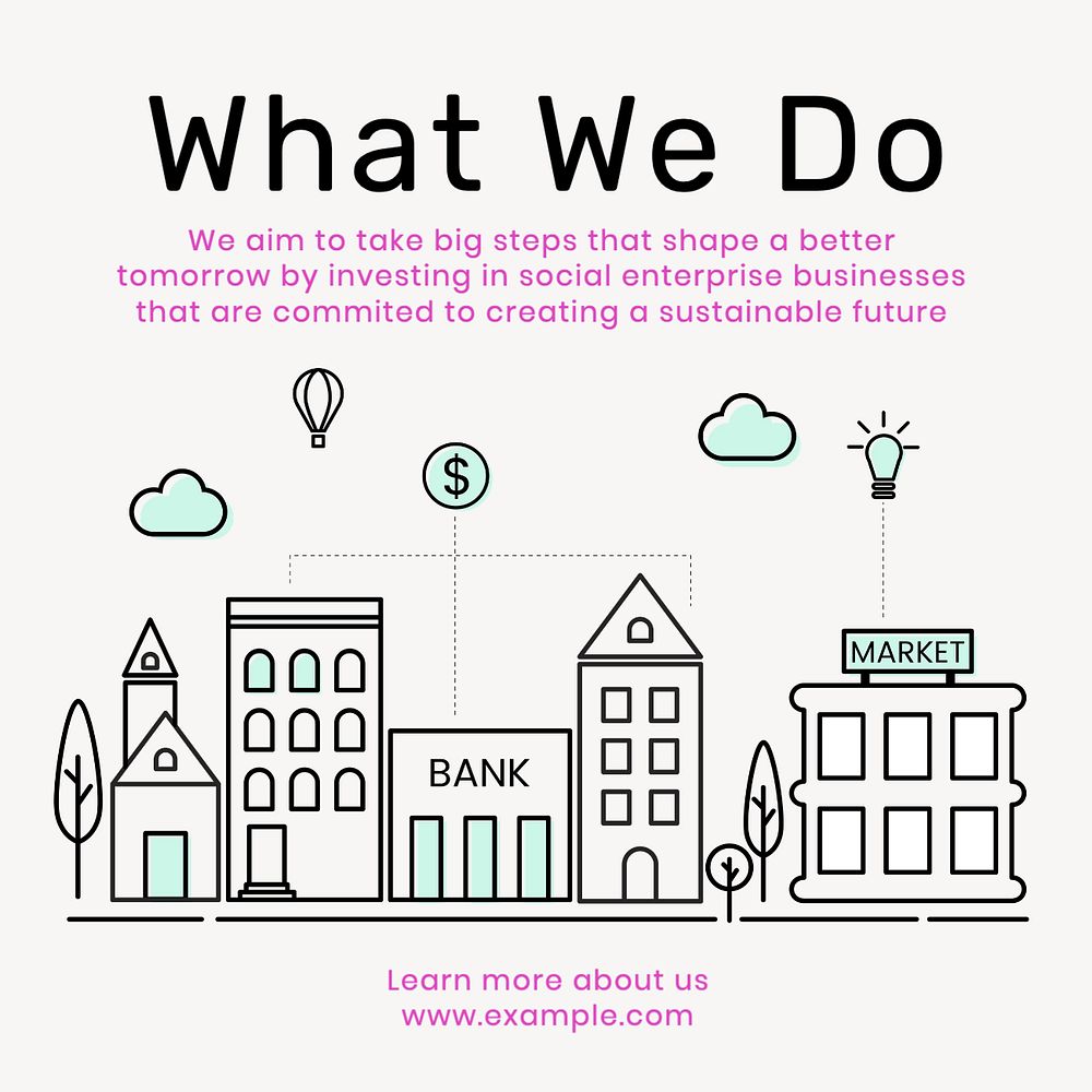 What we do Instagram post template, editable text