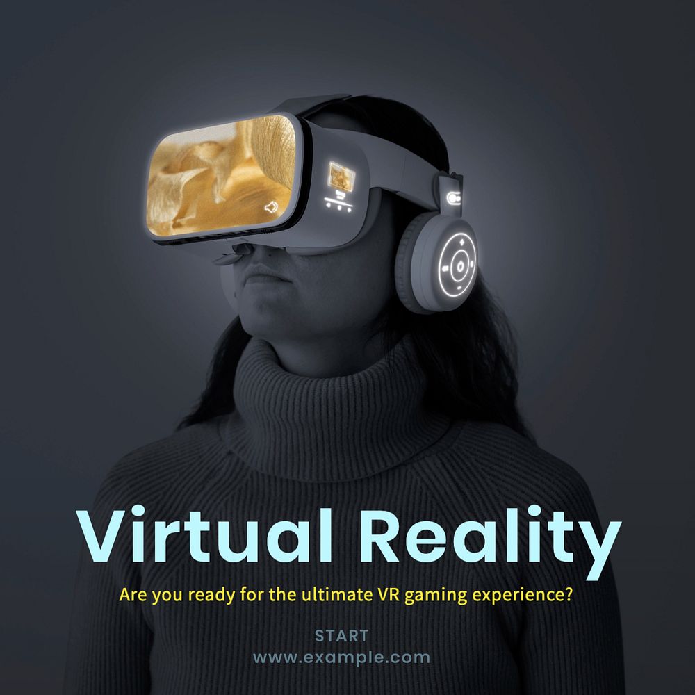 Virtual reality Instagram post template, editable text