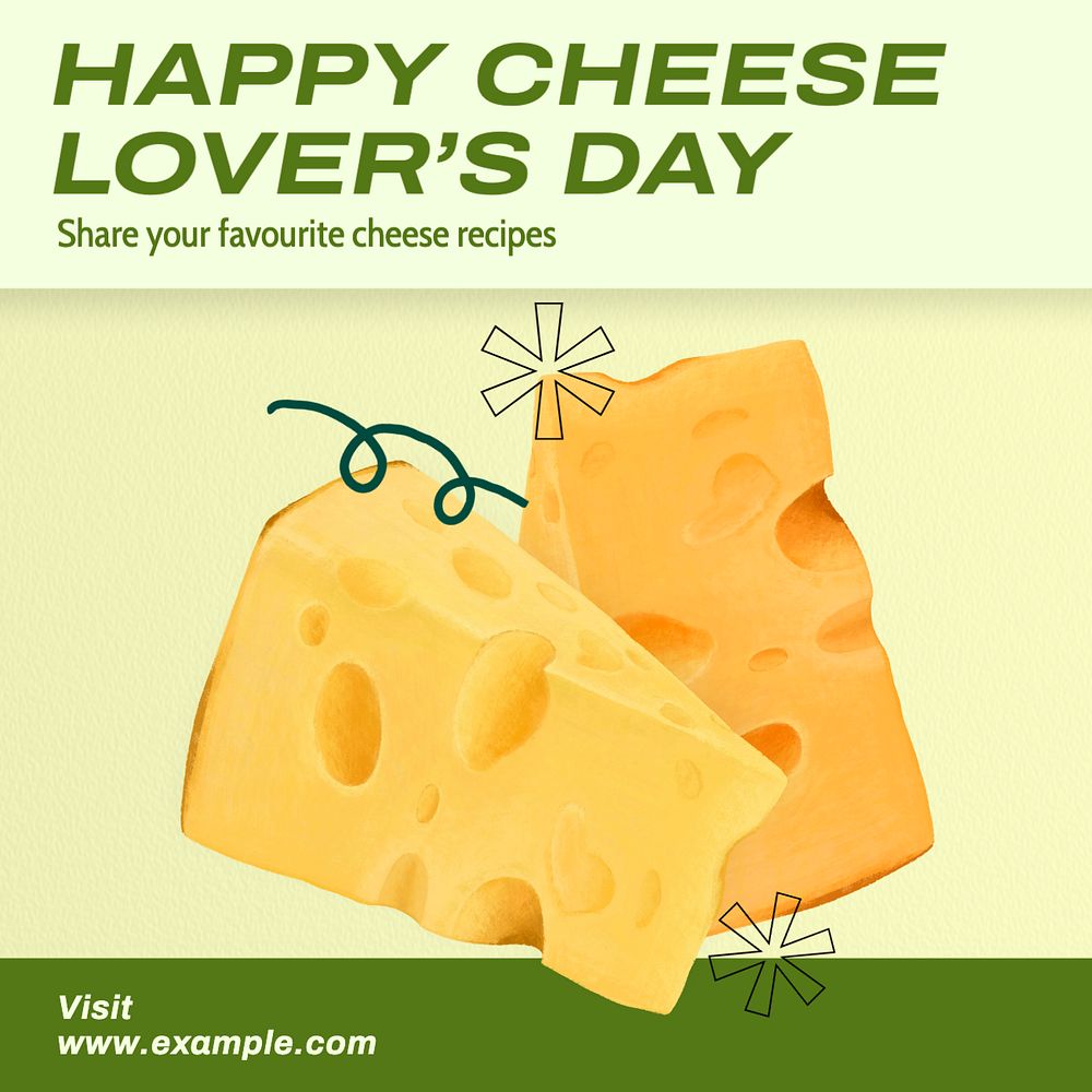 Cheese lover's day Instagram post template, editable text