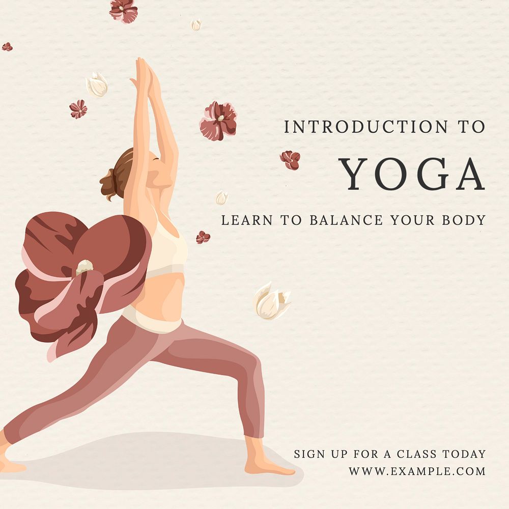 Yoga class Instagram post template, editable text