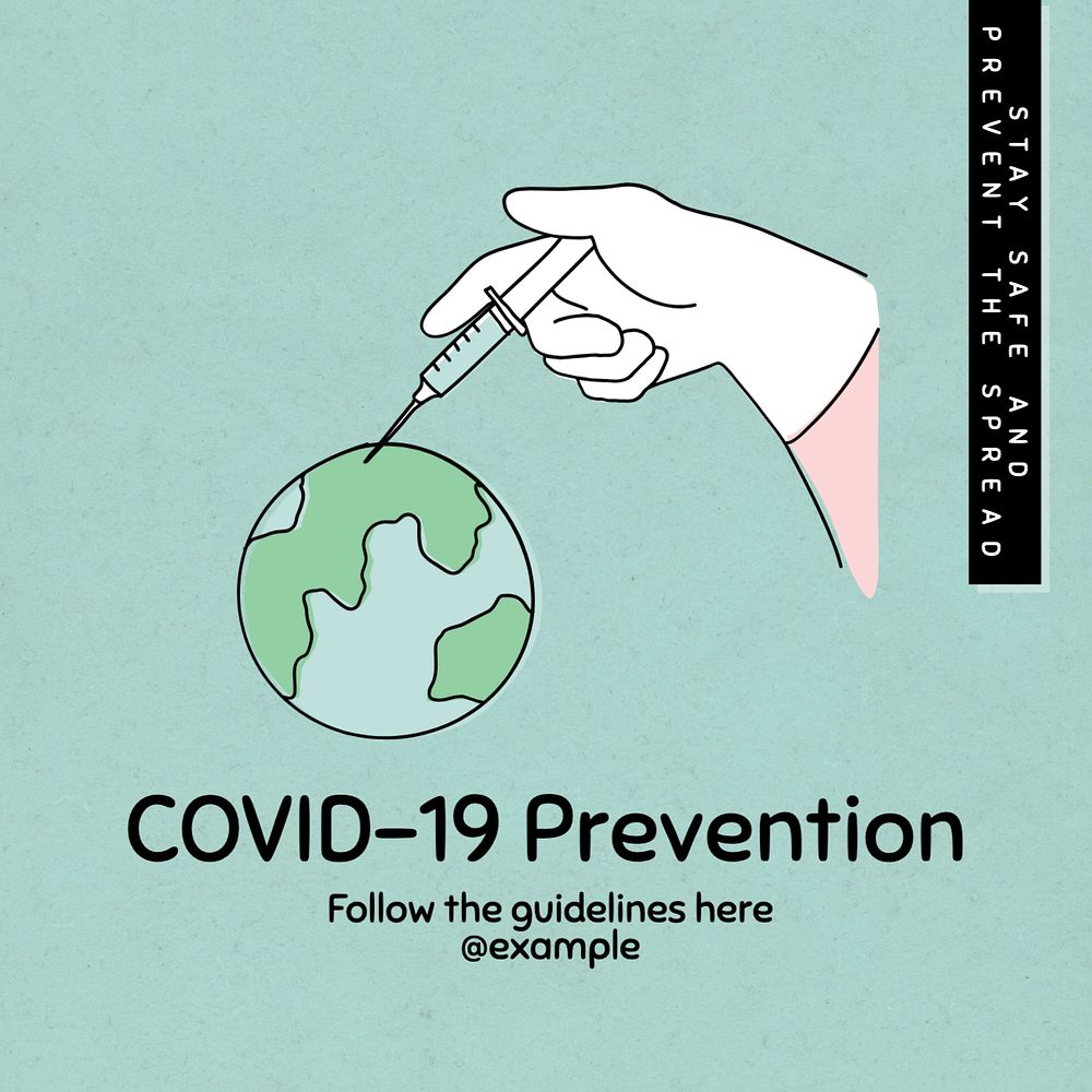 Covid-19 prevention Instagram post template, editable text