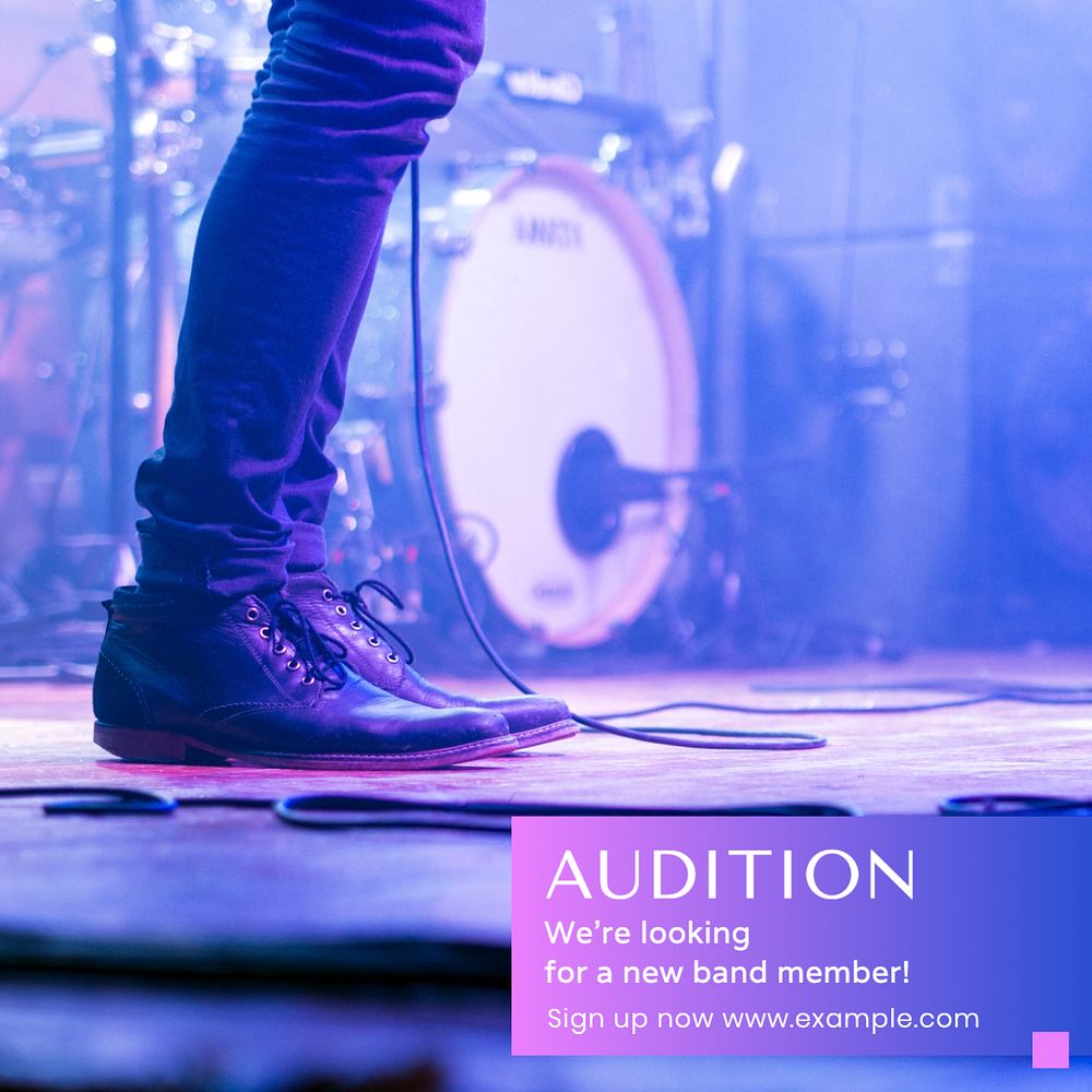 Audition recruitment  Instagram post template, editable text