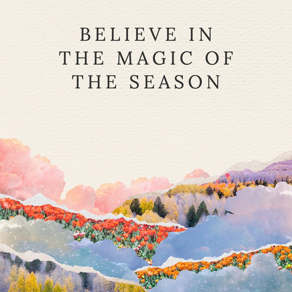 Magic & season quote Instagram post template, editable text