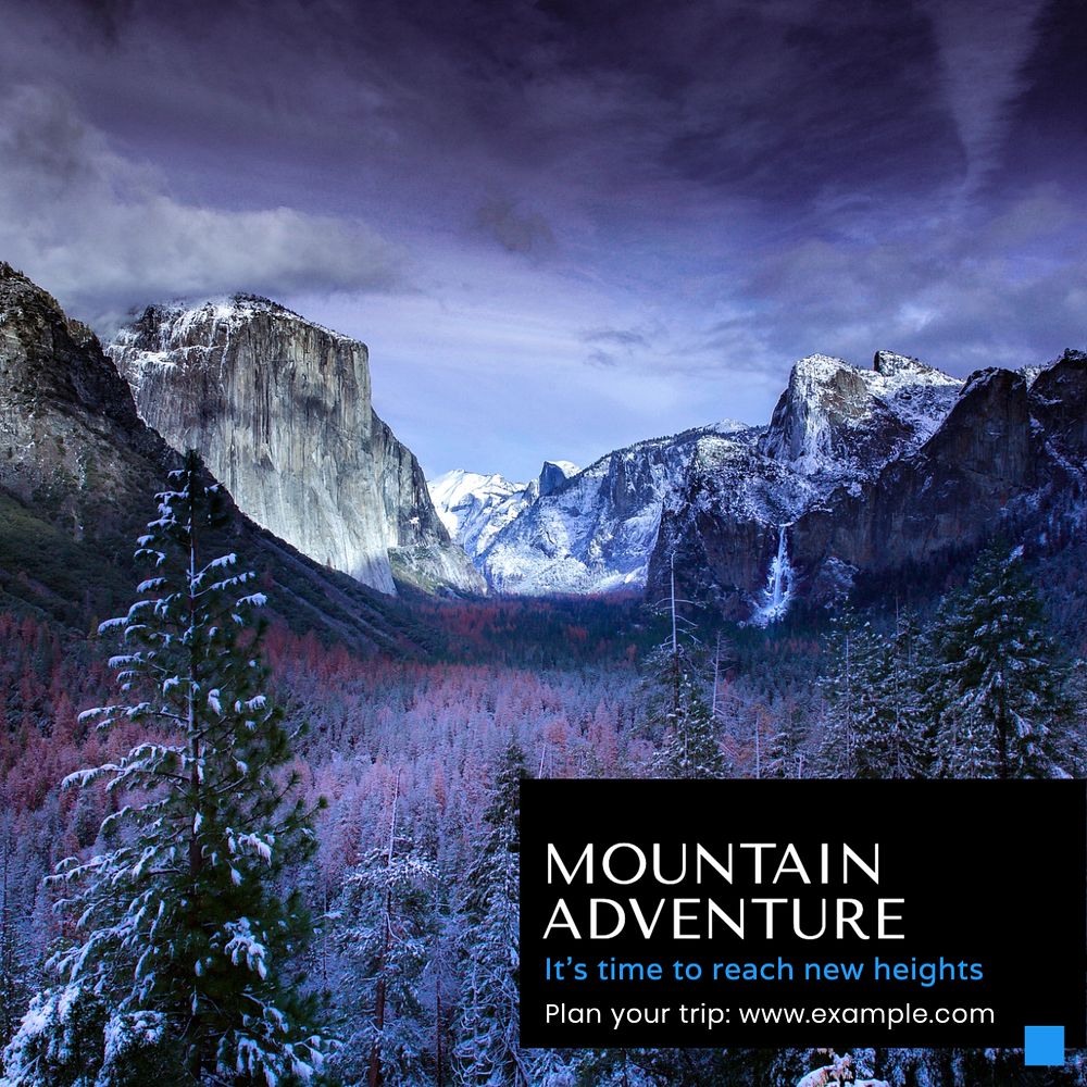 Mountain adventure  Instagram post template, editable text