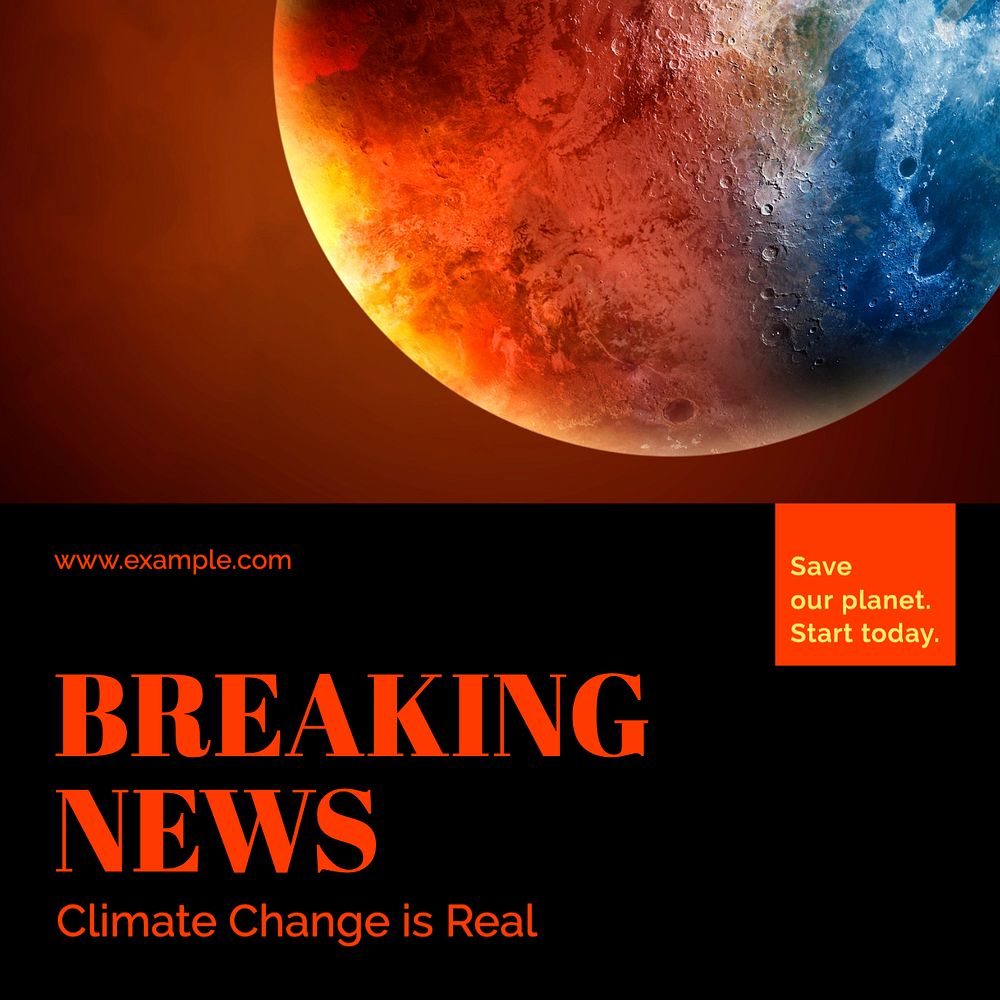 Breaking news  Instagram post template, editable text