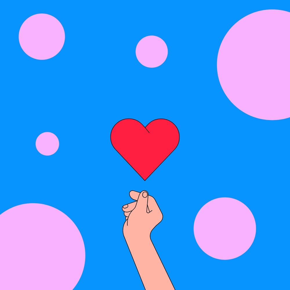 Hand presenting heart background, love sign illustration, editable design