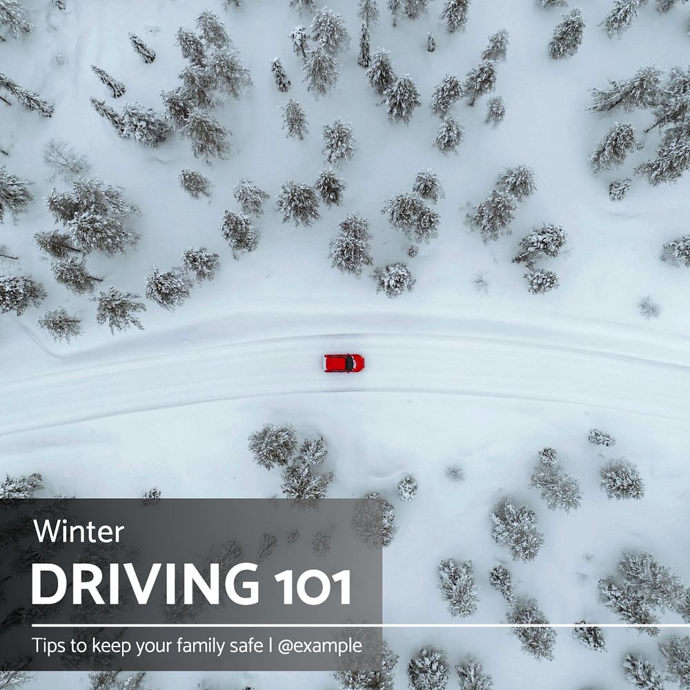 Winter driving snow  Instagram post template, editable text