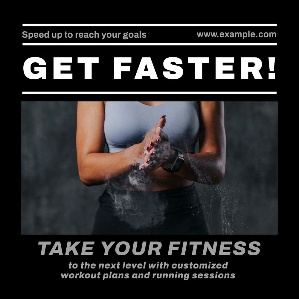Running sessions Instagram post template, editable text