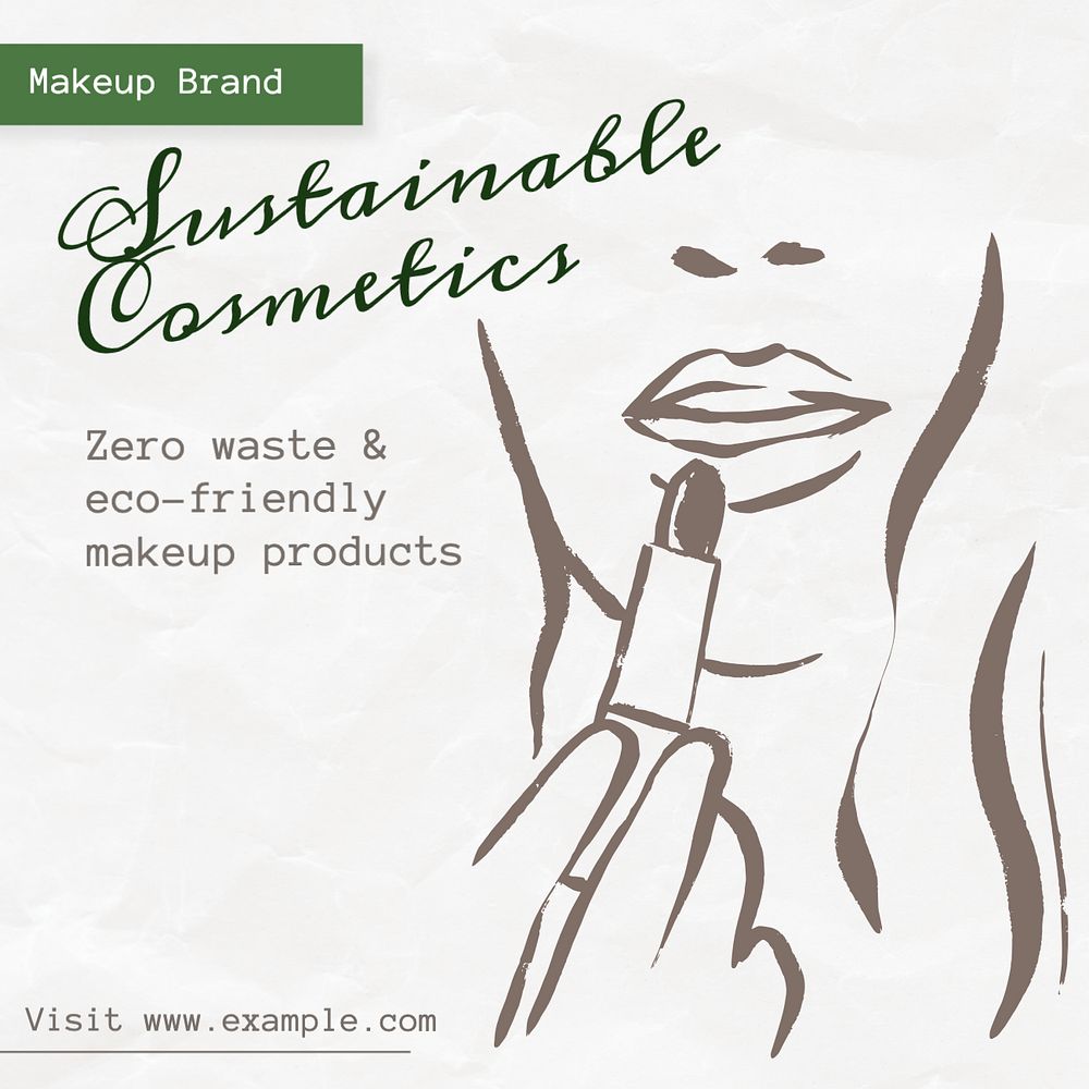 Sustainable cosmetics Instagram post template, editable text