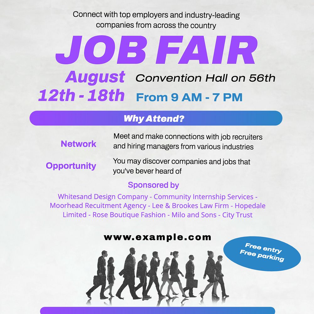 Job fair Instagram post template, editable text