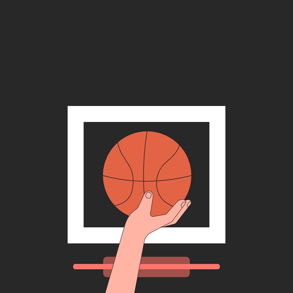 Hand shooting basketball background, sports illustration, editable design