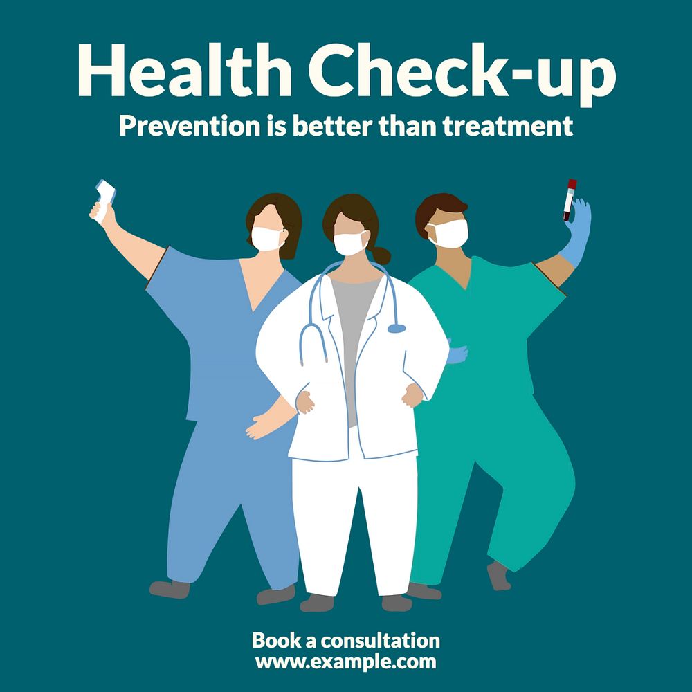 Health check-up Instagram post template, editable text