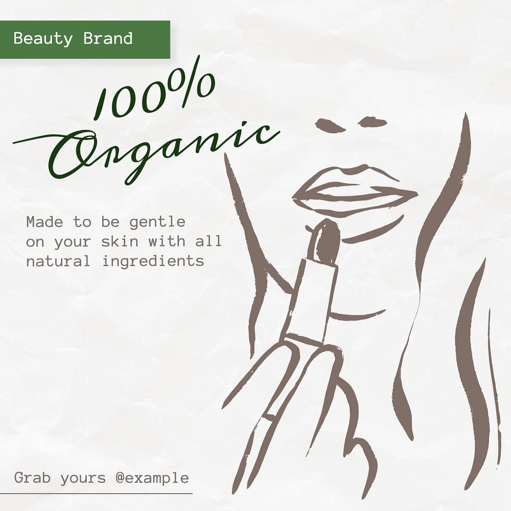 Organic beauty product Instagram post template, editable text