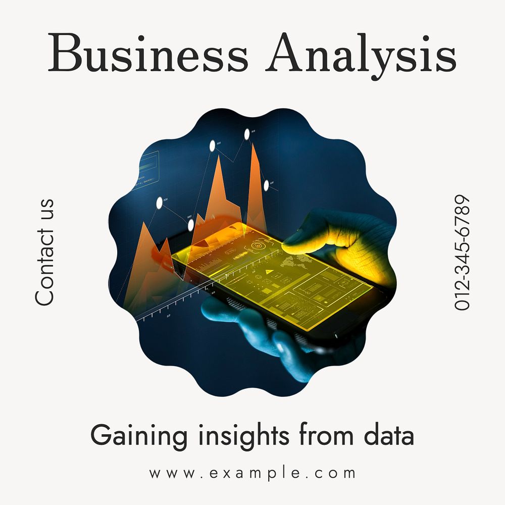 Business analysis Instagram post template, editable text