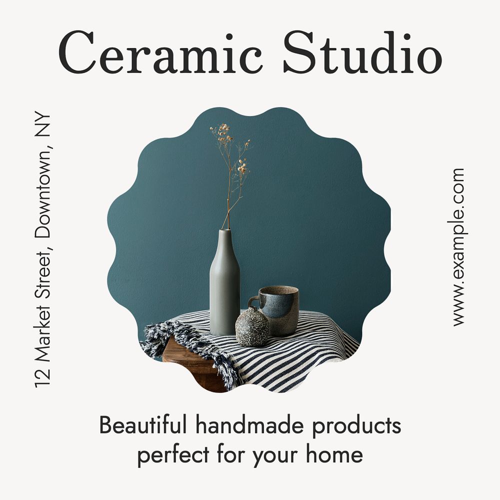 Ceramic studio Instagram post template, editable text