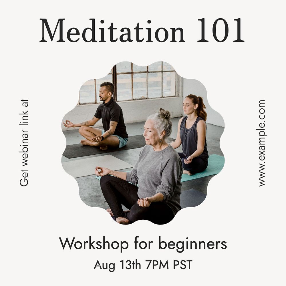 Meditation webinar Instagram post template, editable text