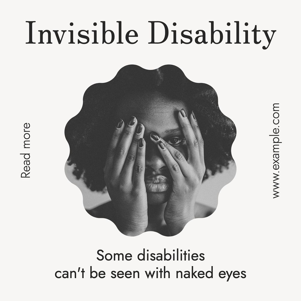 Invisible disability Instagram post template, editable text