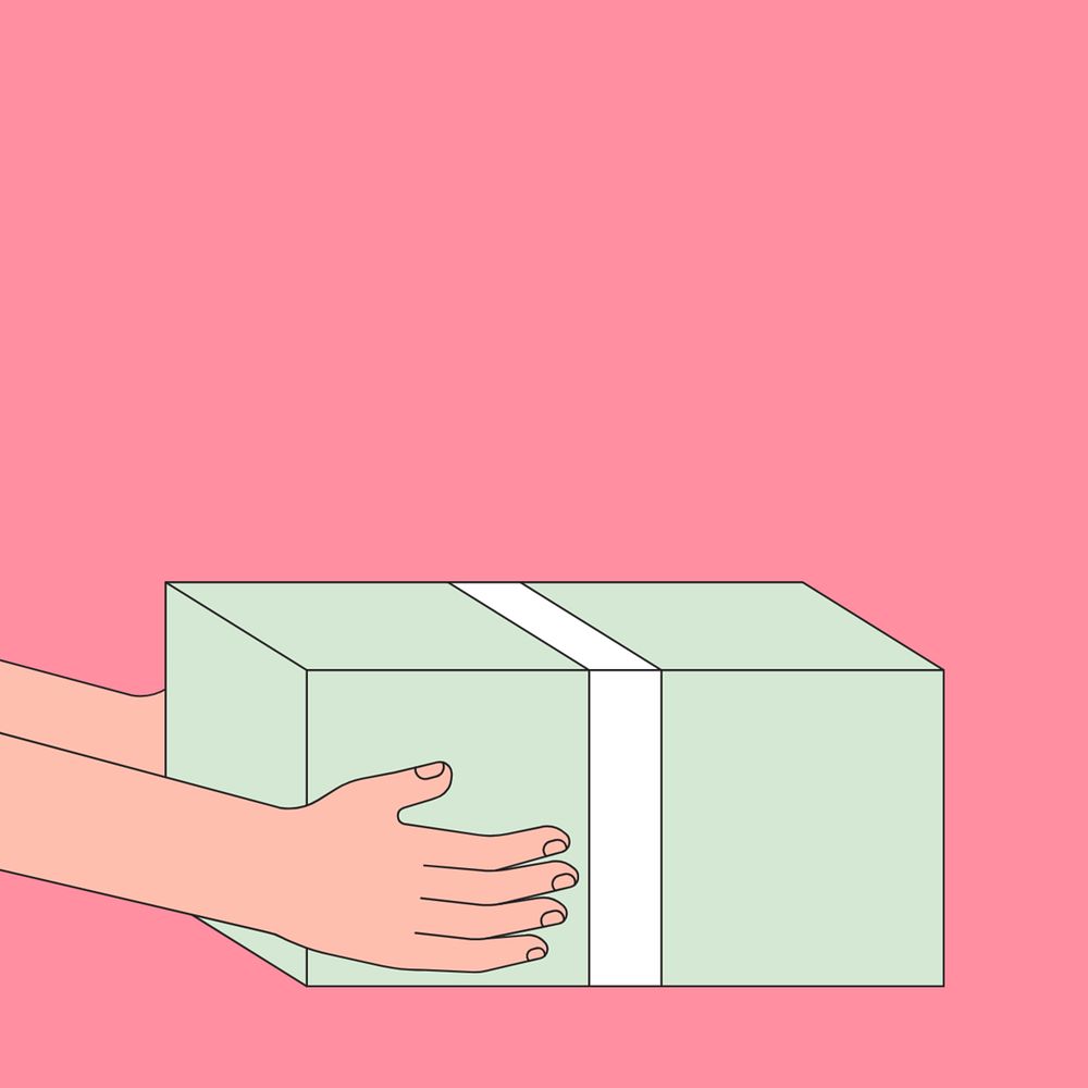 Hands holding box background, parcel delivery illustration, editable design