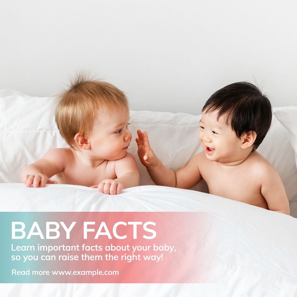 Baby facts Instagram post template, editable text