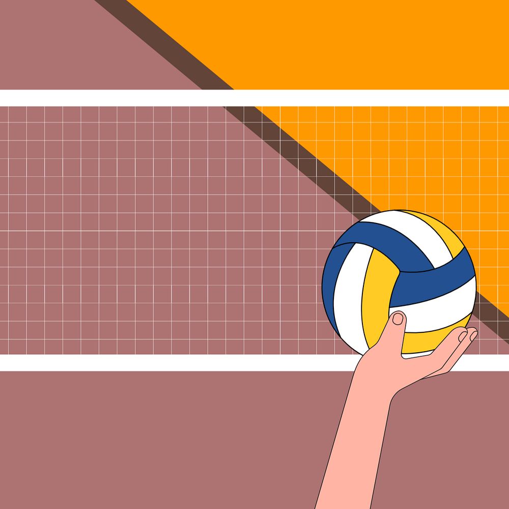 Hand shooting volleyball background, sports illustration, editable design