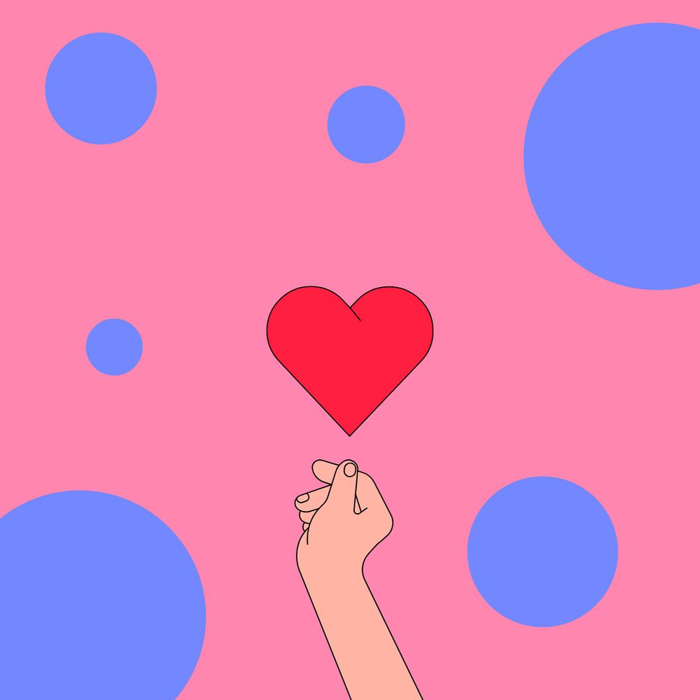 Hand presenting heart background, love sign illustration, editable design