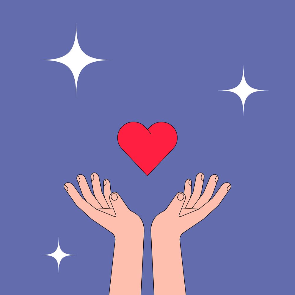 Hand presenting heart background, love sign illustration, editable design