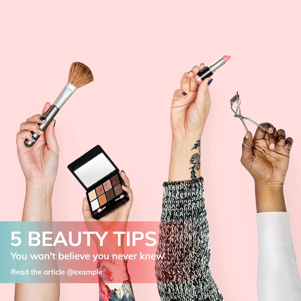 Beauty tips Instagram post template, editable text