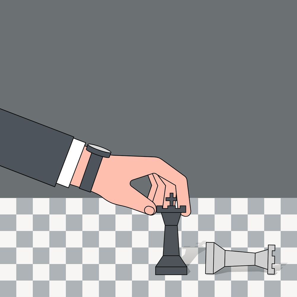 Businessman playing chess background, strategy illustration, editable design