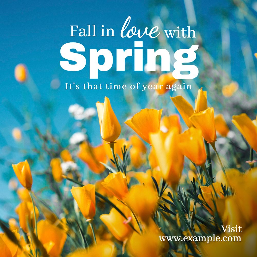 Spring Instagram post template, editable text