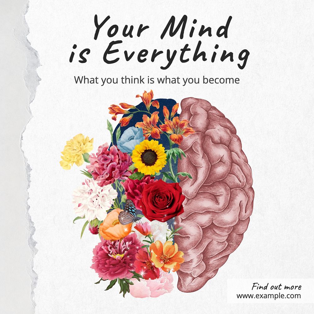 Mind is everything Instagram post template, editable text