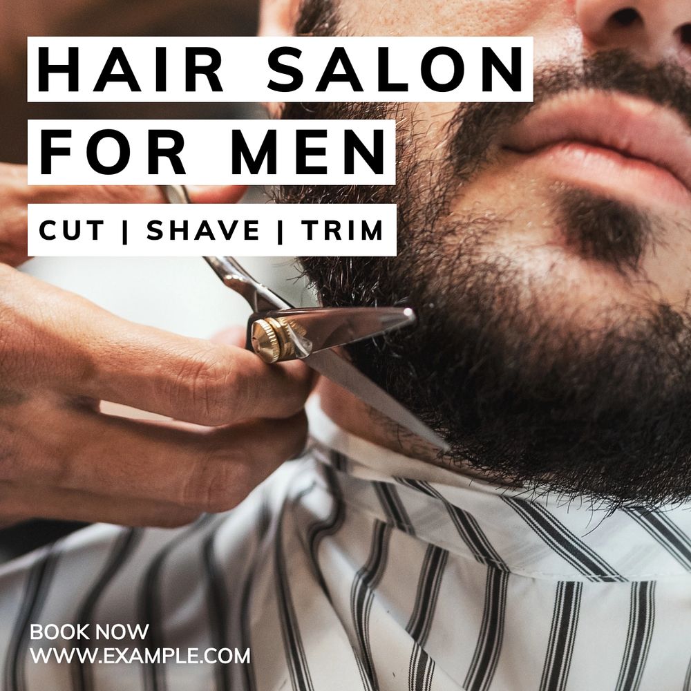 Men salon Instagram post template, editable text