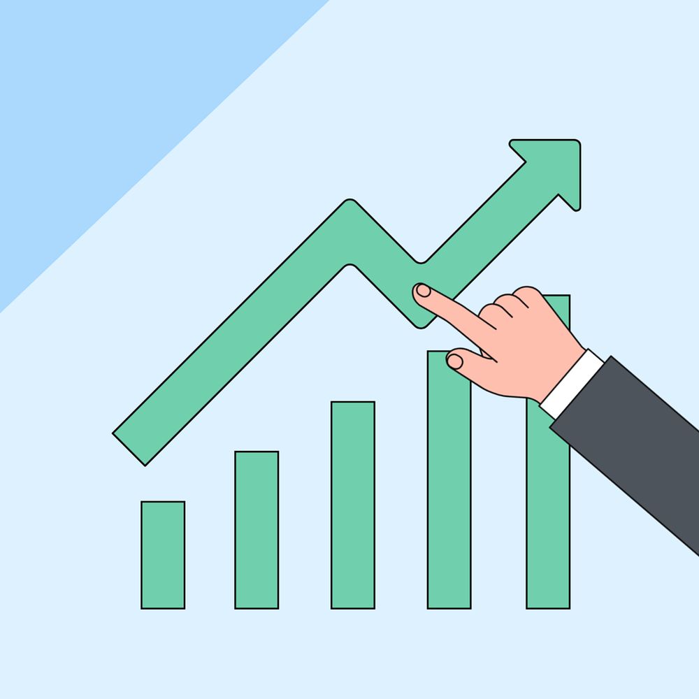 Rising bar charts background, business illustration, editable design