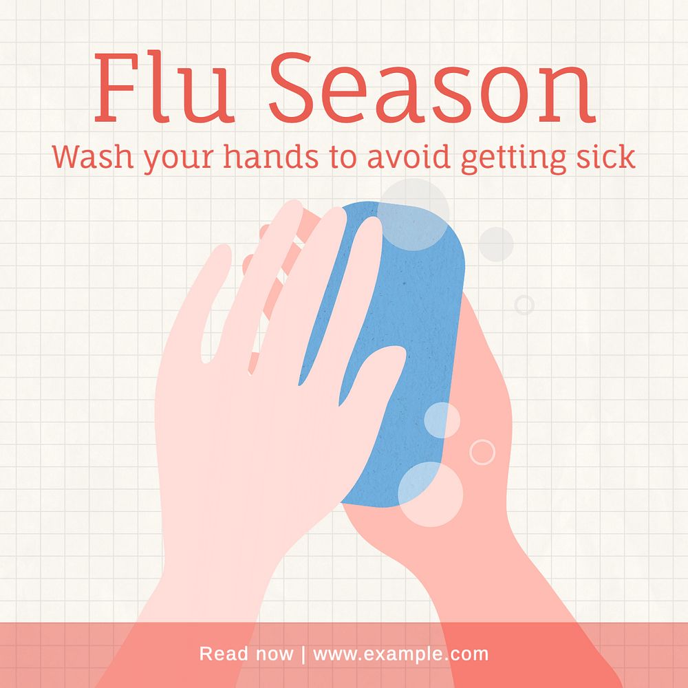 Flu season Instagram post template, editable text