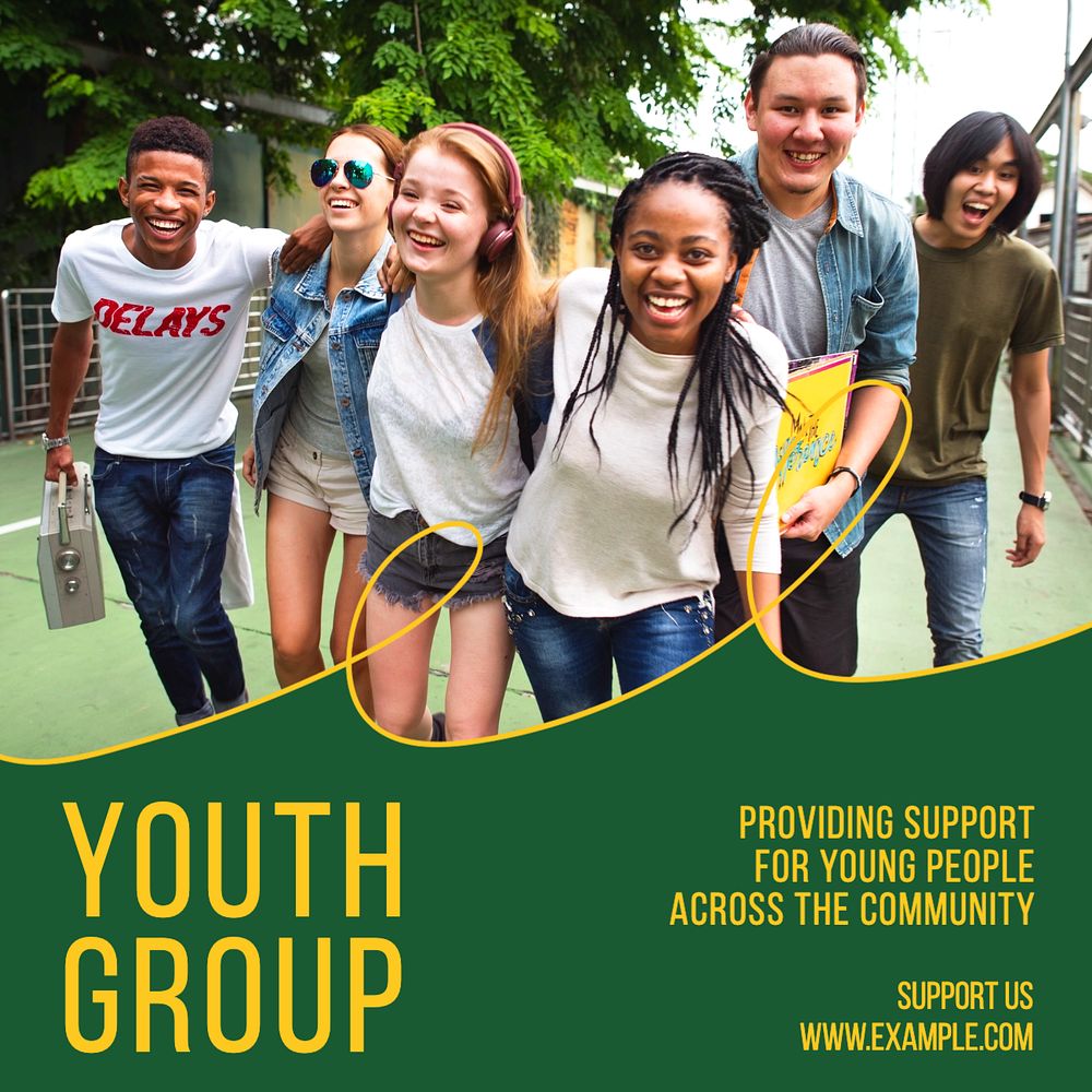 Youth group Instagram post template, editable text