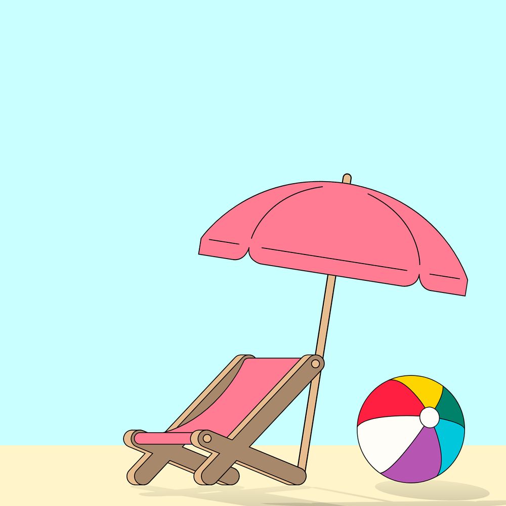 Beach chair background, Summer illustration, editable design