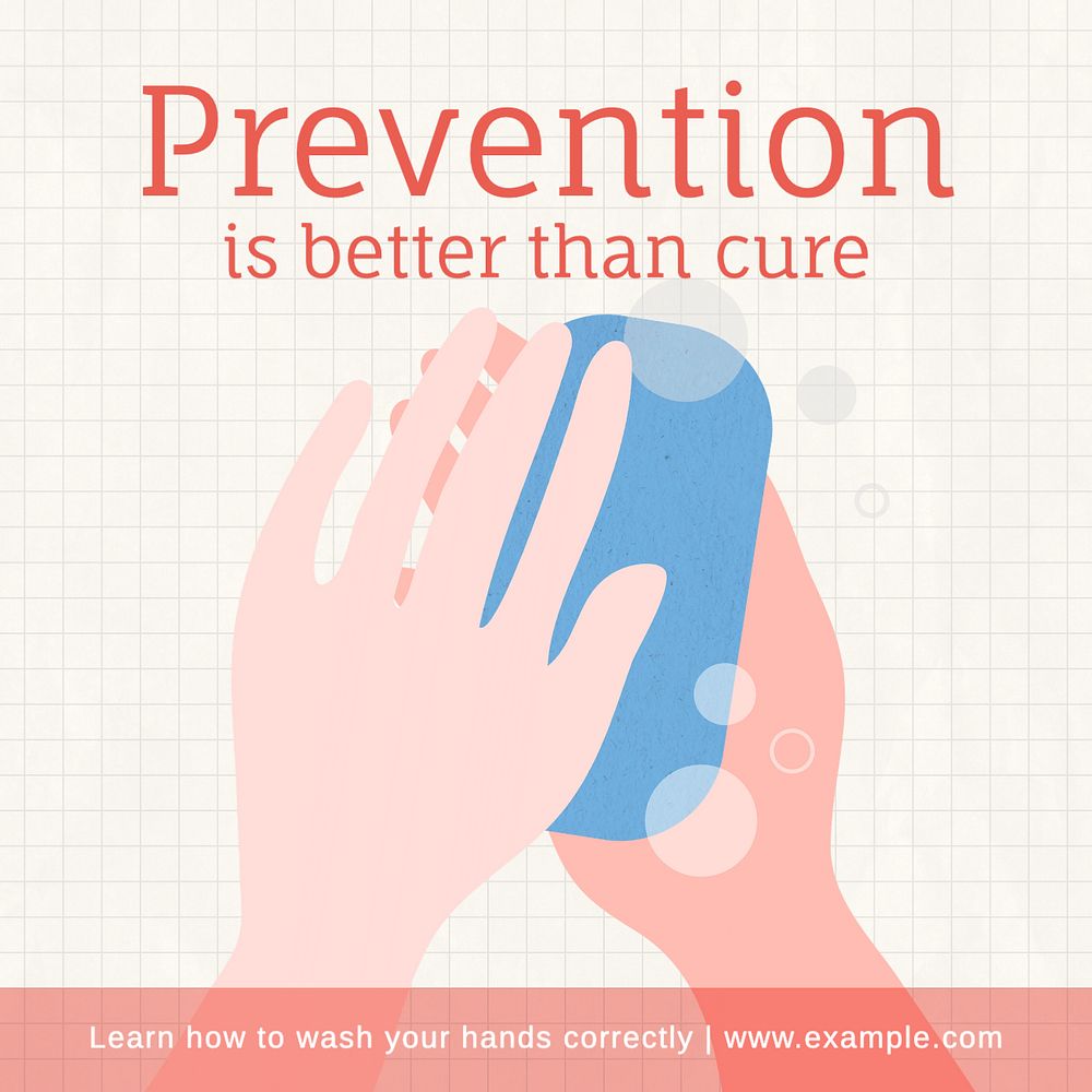 Prevention & cure Instagram post template, editable text