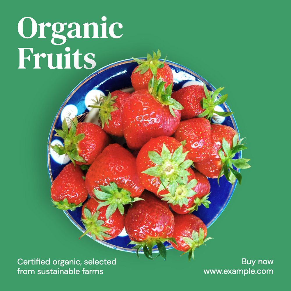 Organic fruits Instagram post template, editable text