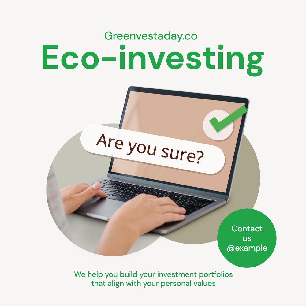 Eco-investing Instagram post template, editable text