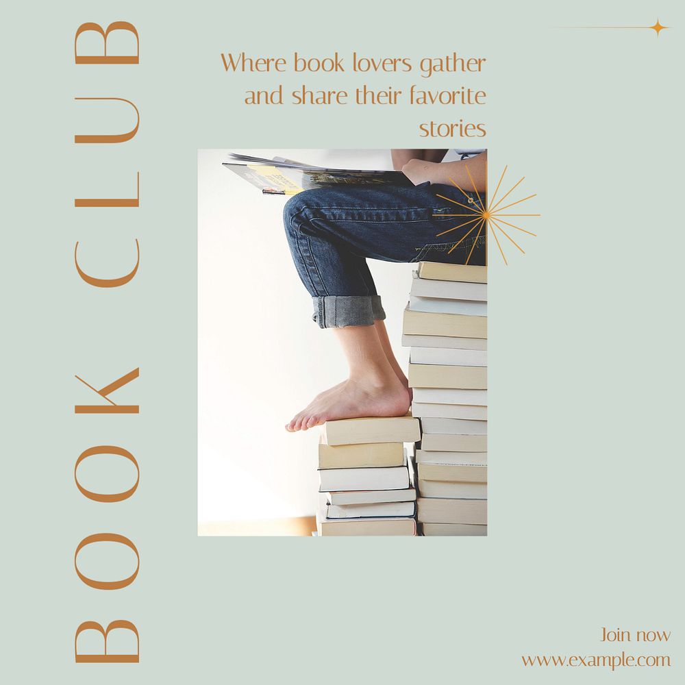 Book club  Instagram post template, editable text