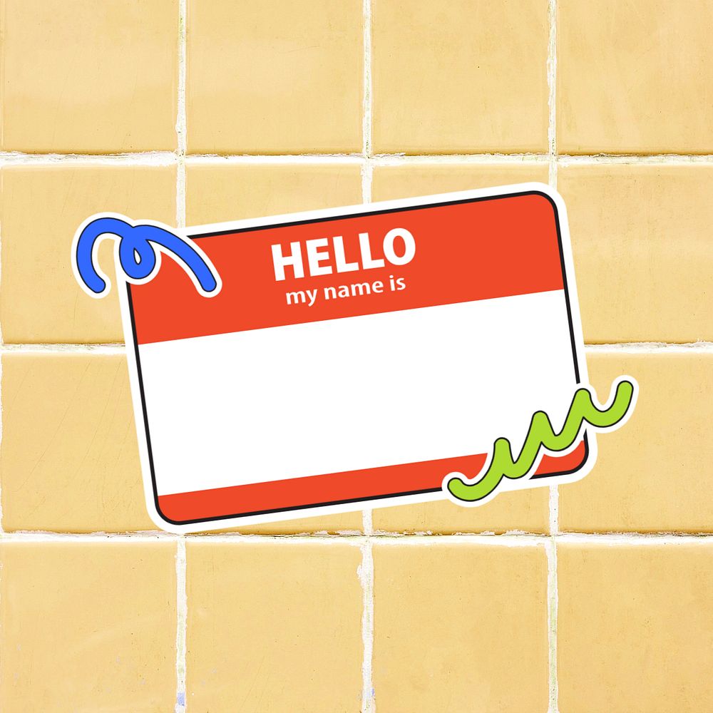 Hello my name is badge, editable design