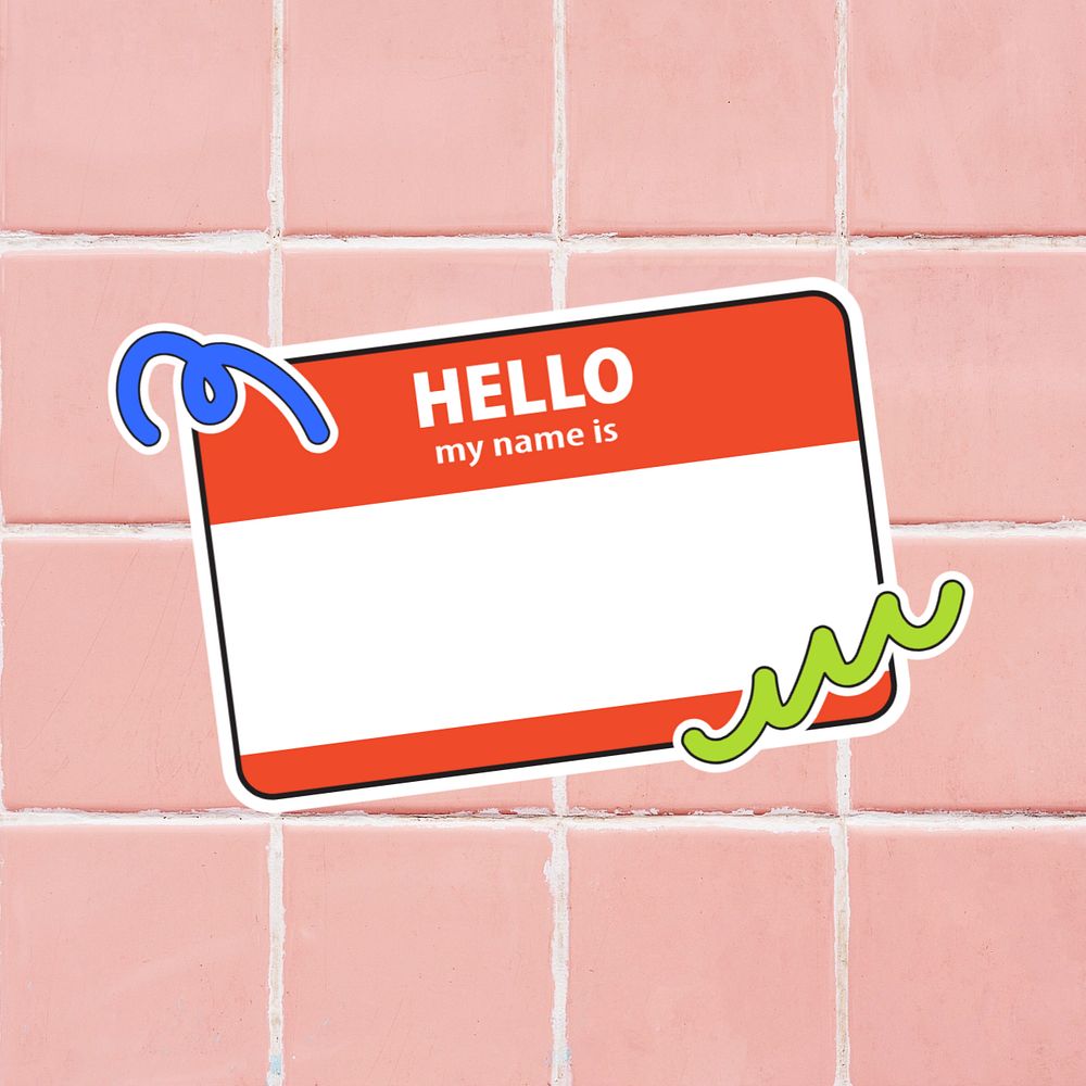 Hello my name is badge, editable design