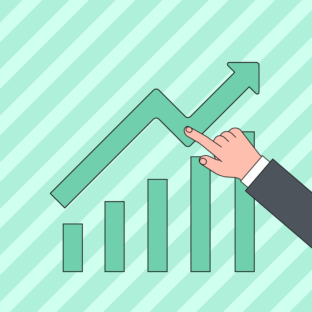 Rising bar charts background, business illustration, editable design