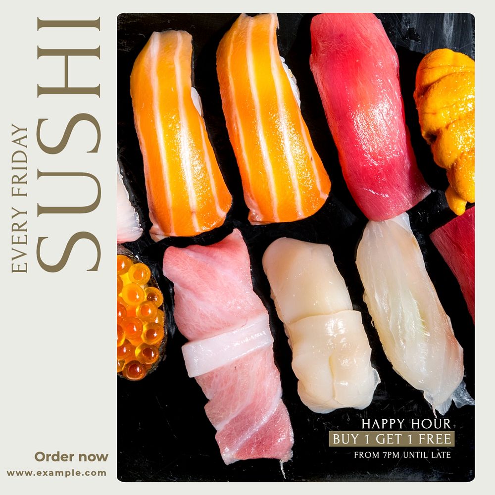 Sushi  Instagram post template, editable text