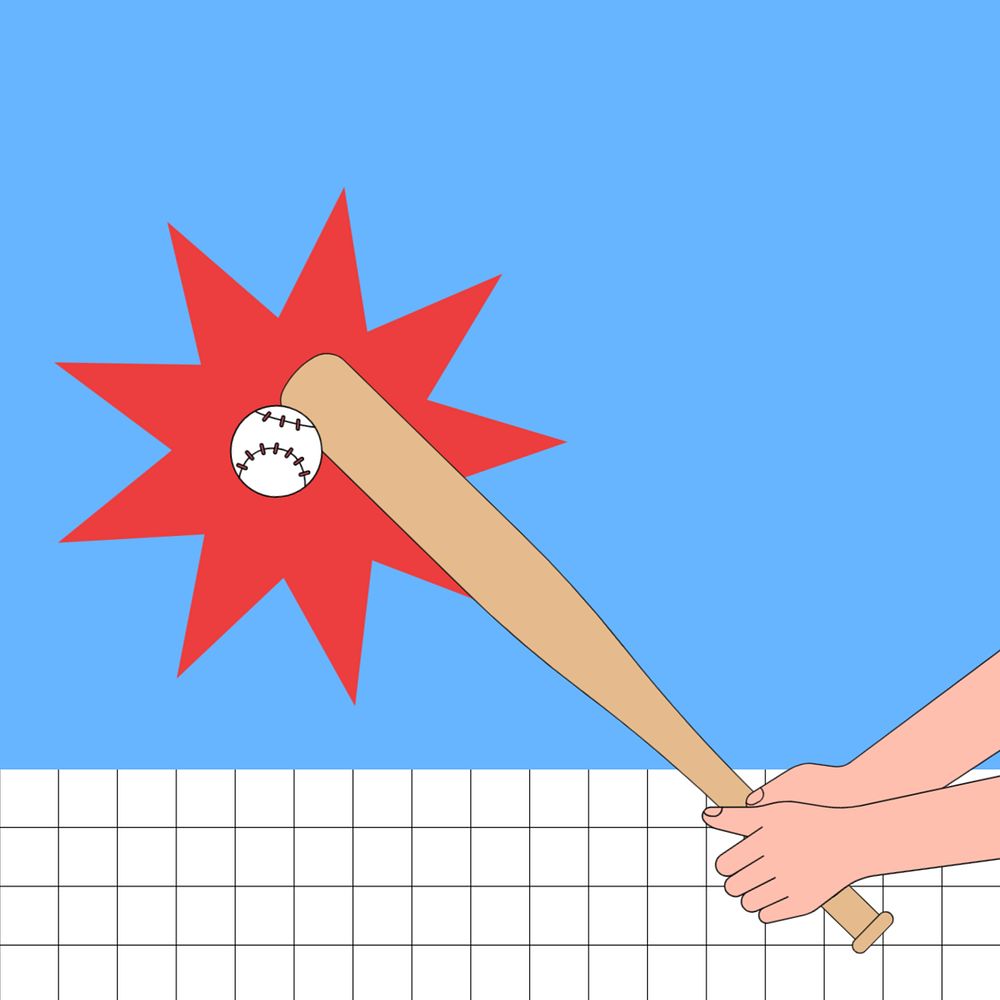 Hands hitting home run baseball background, sports illustration, editable design