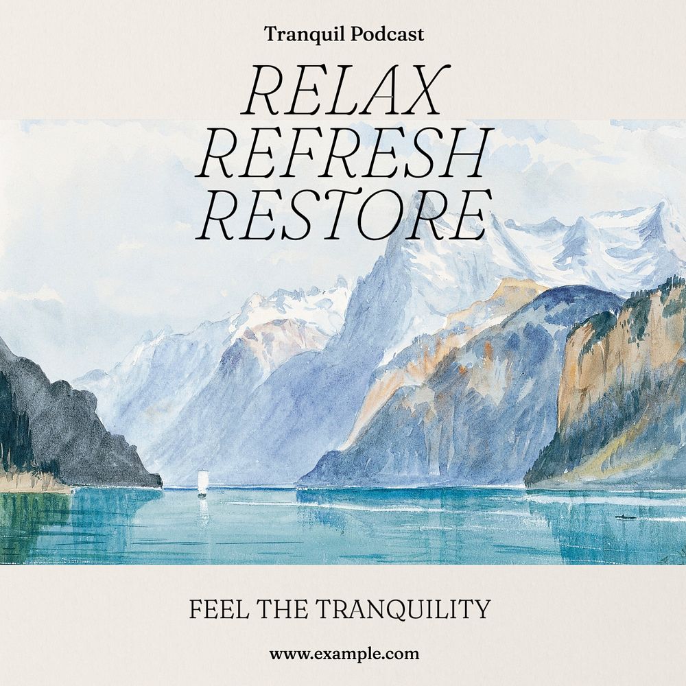 Relax, refresh & restore Instagram post template, editable text